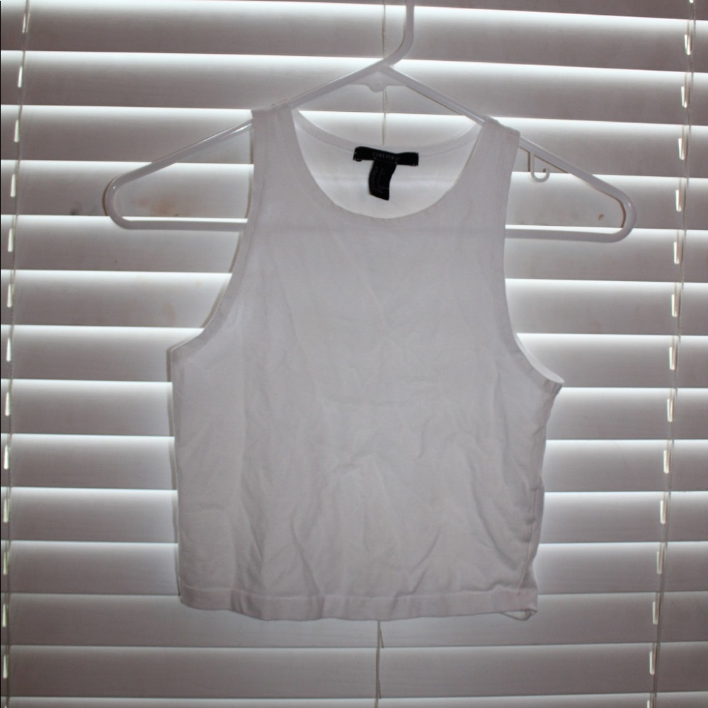 White cropped muscle tee